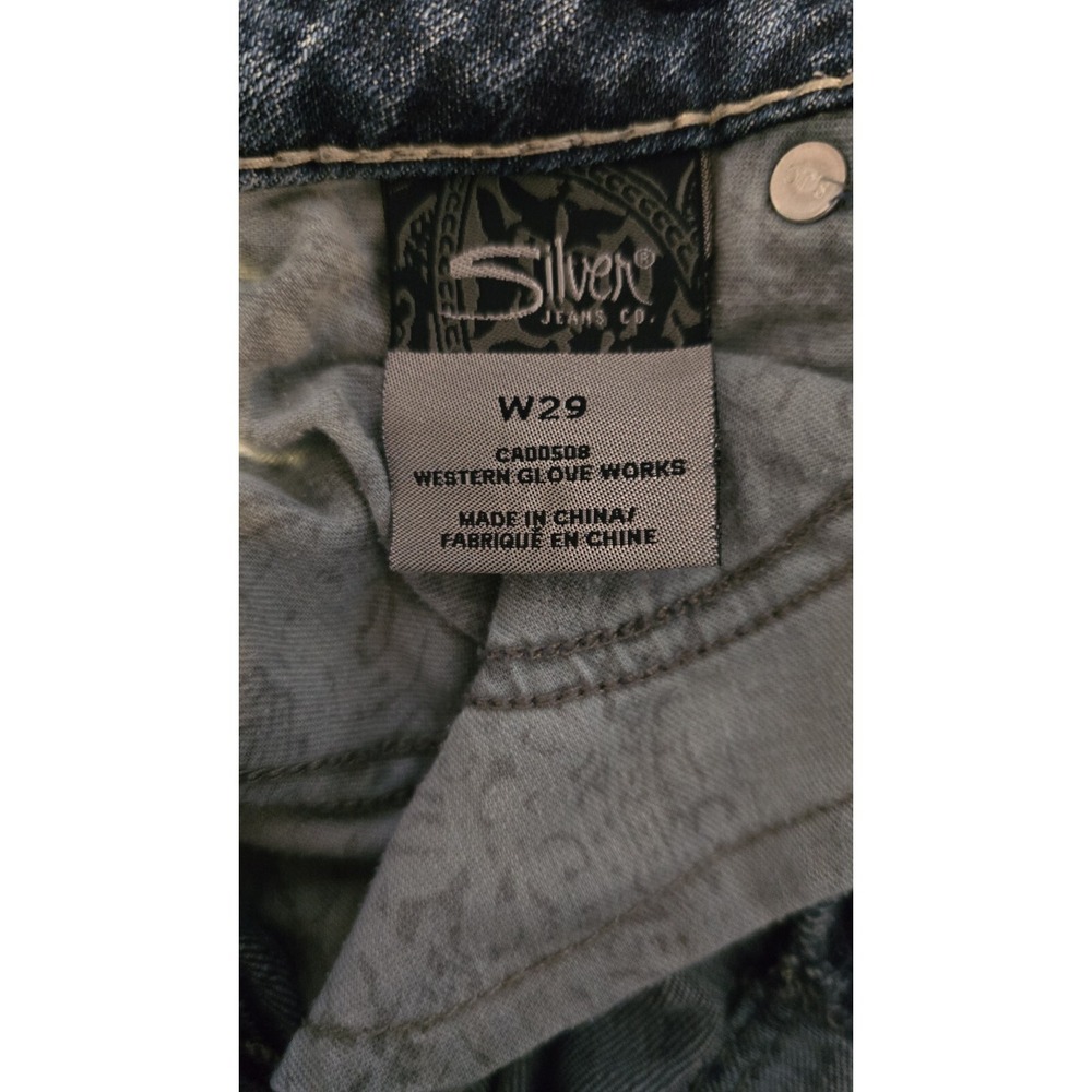 Silver Women's Jeans Aiko Mid Capri Sz W29 Distressed Thick Stitch Stretch - Picture 12 of 14